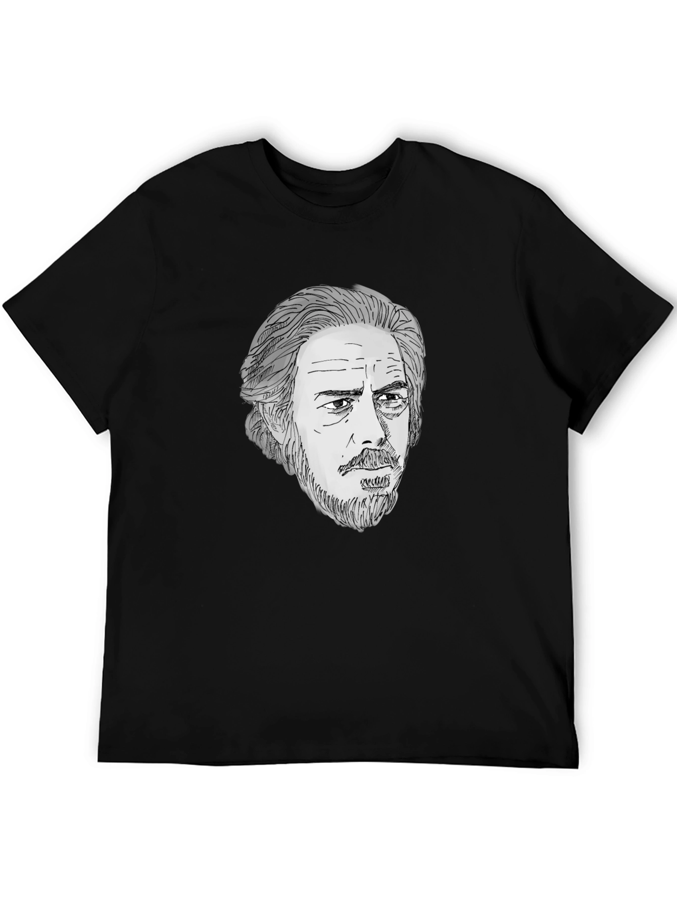 Mens Black T-Shirt with Portrait Graphic