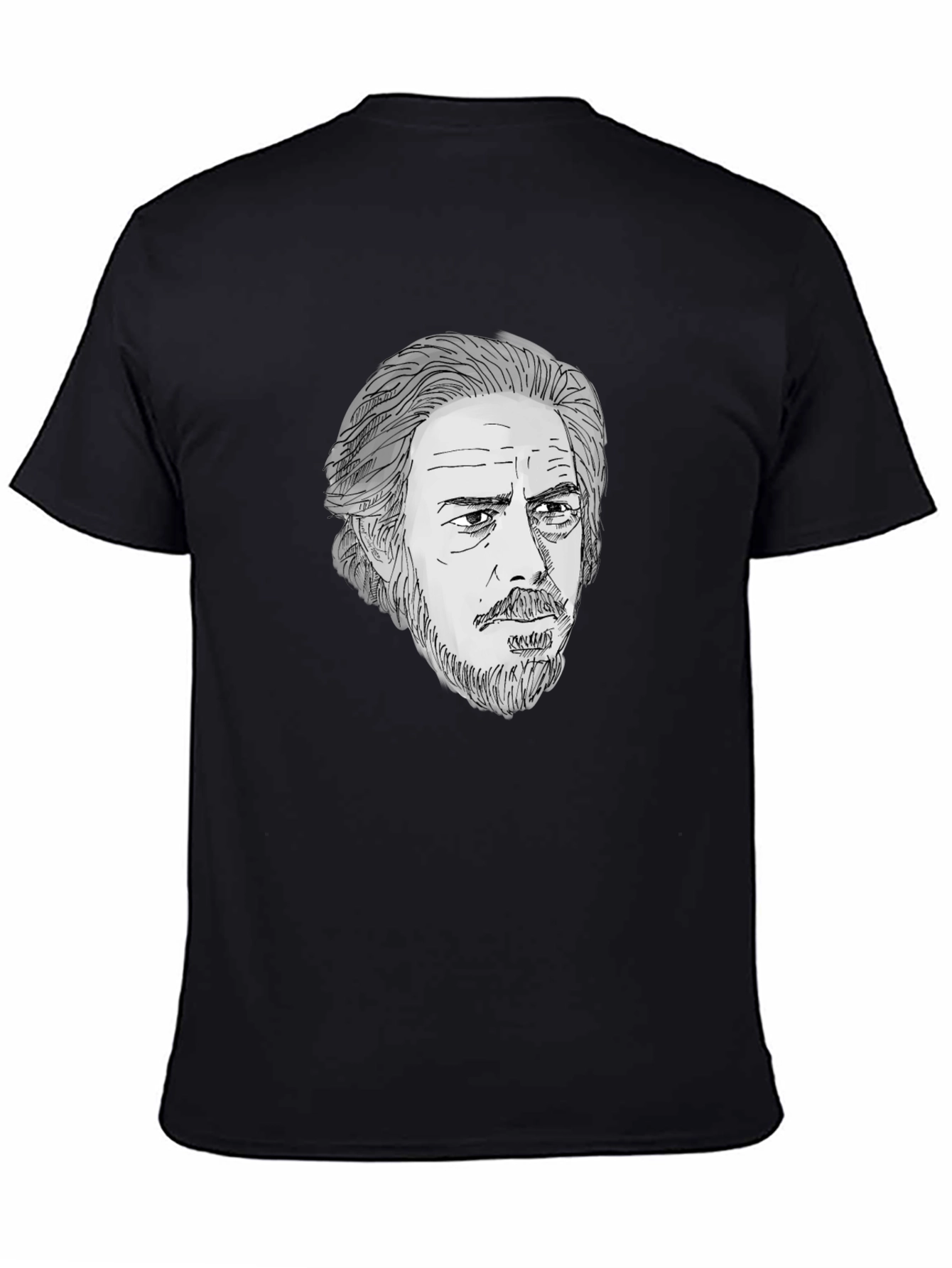 Mens Black T-Shirt with Portrait Graphic