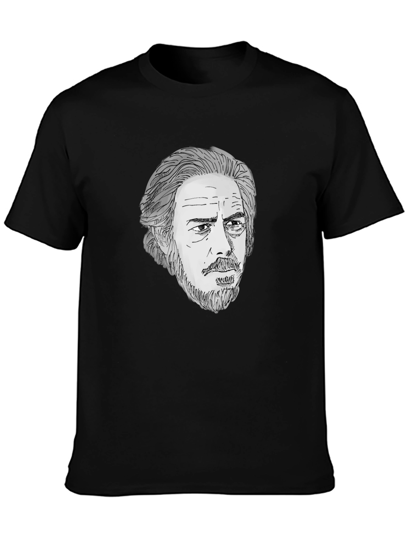 Mens Black T-Shirt with Portrait Graphic