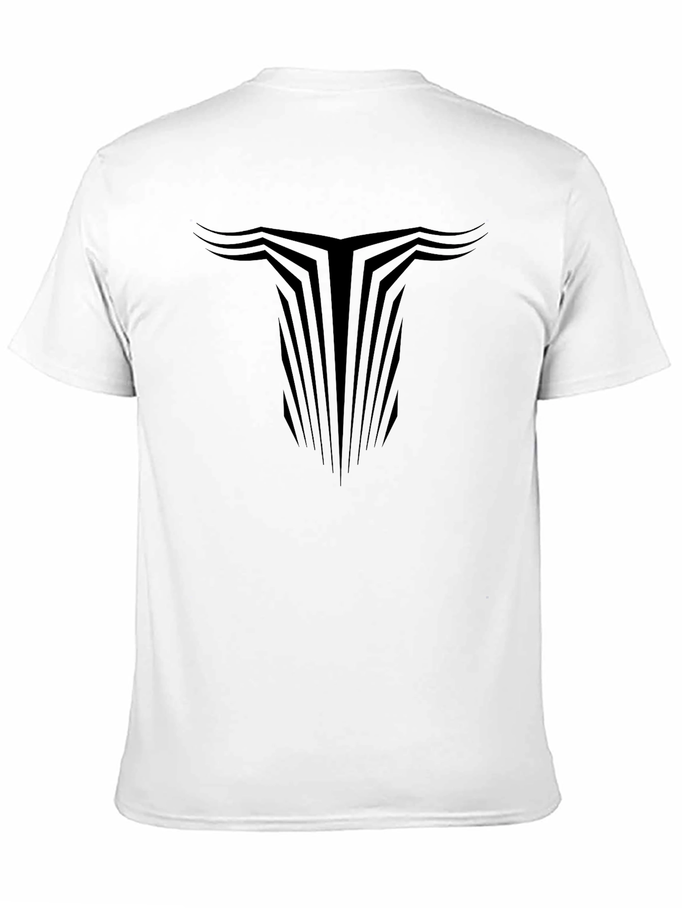 Modern Geometric Bull Head Graphic Black T-Shirt