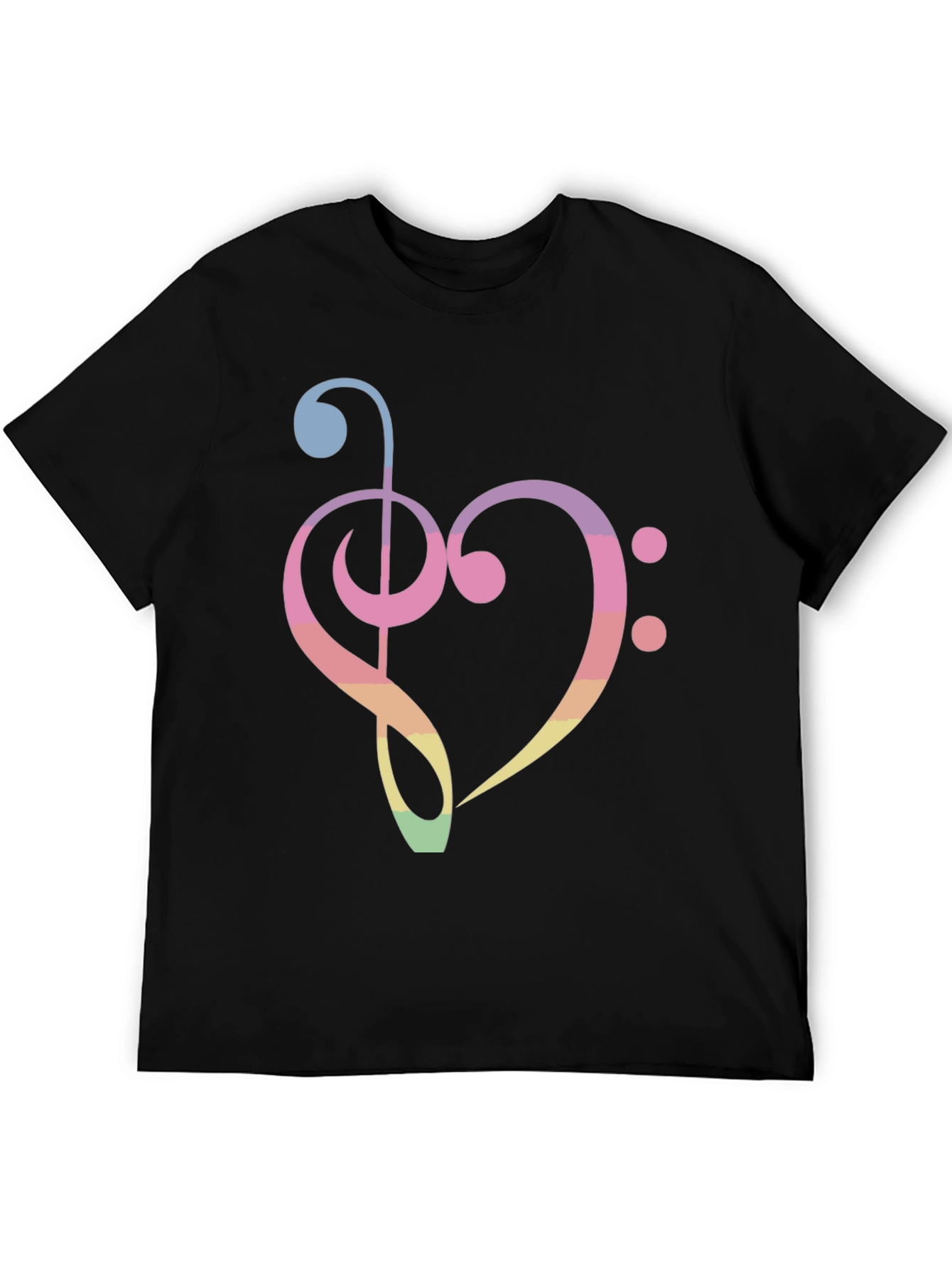 Music Heart T-Shirt - Rainbow Treble Clef Bass