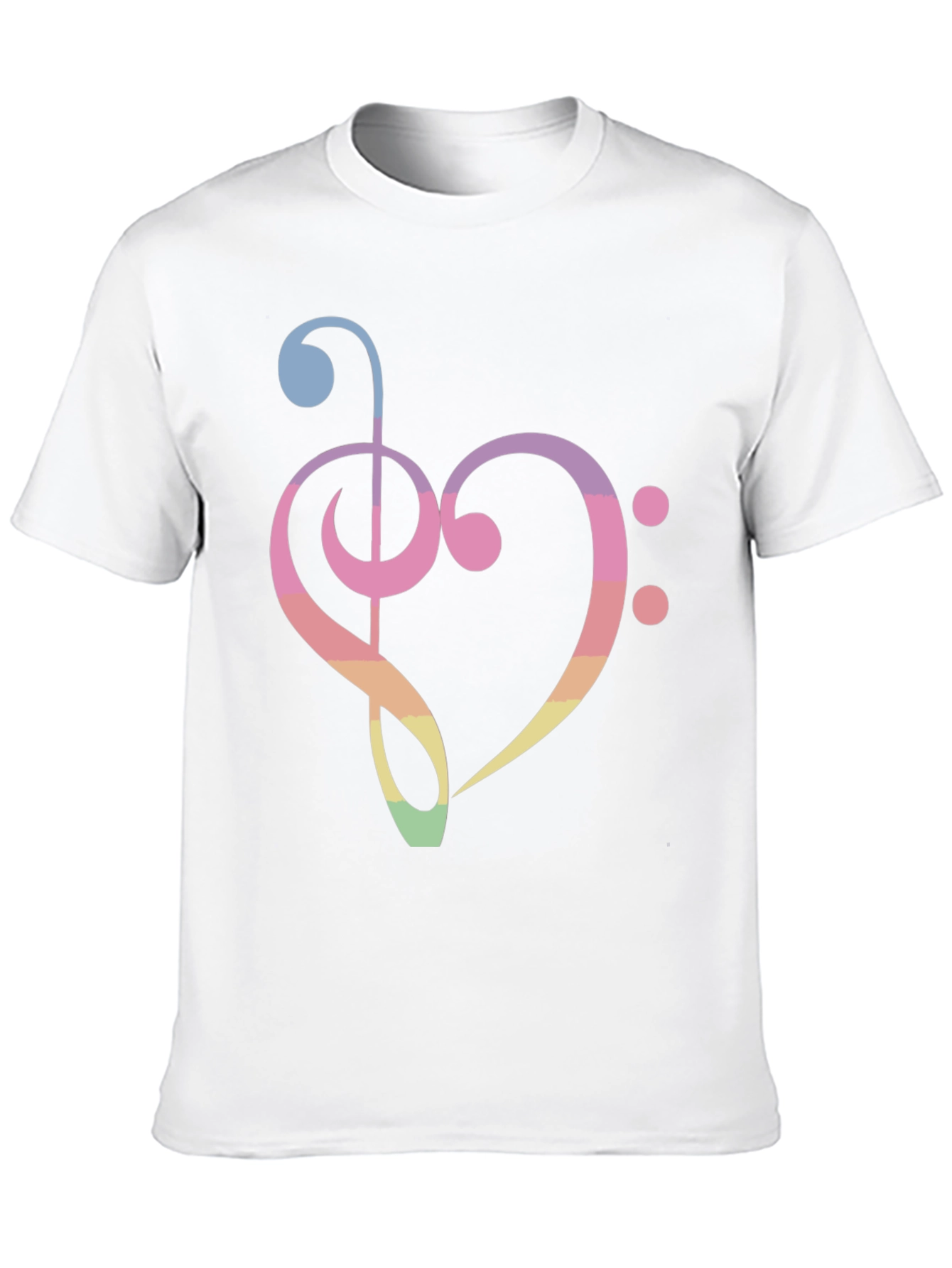 Music Heart T-Shirt - Rainbow Treble Clef Bass