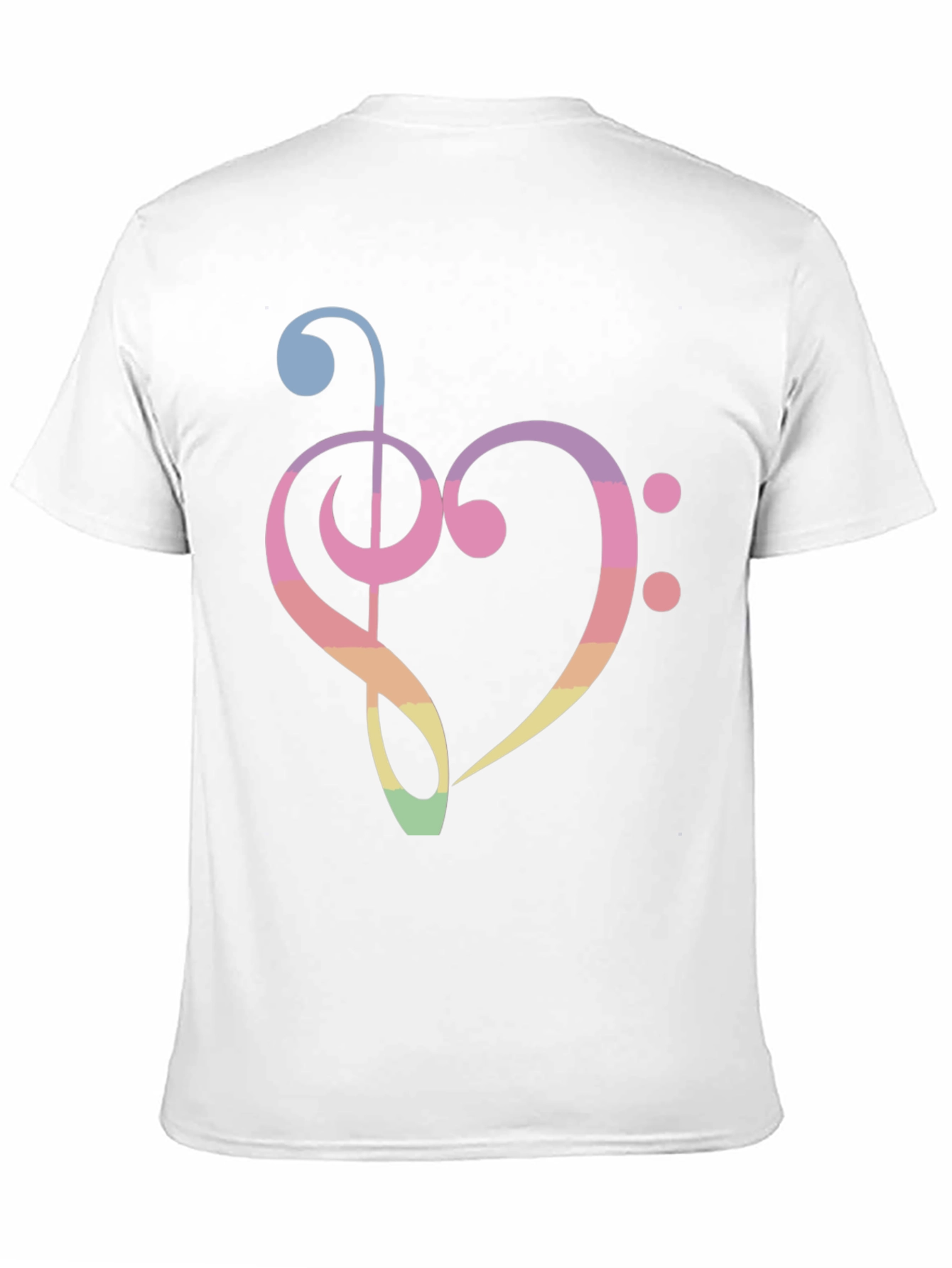 Music Heart T-Shirt - Rainbow Treble Clef Bass