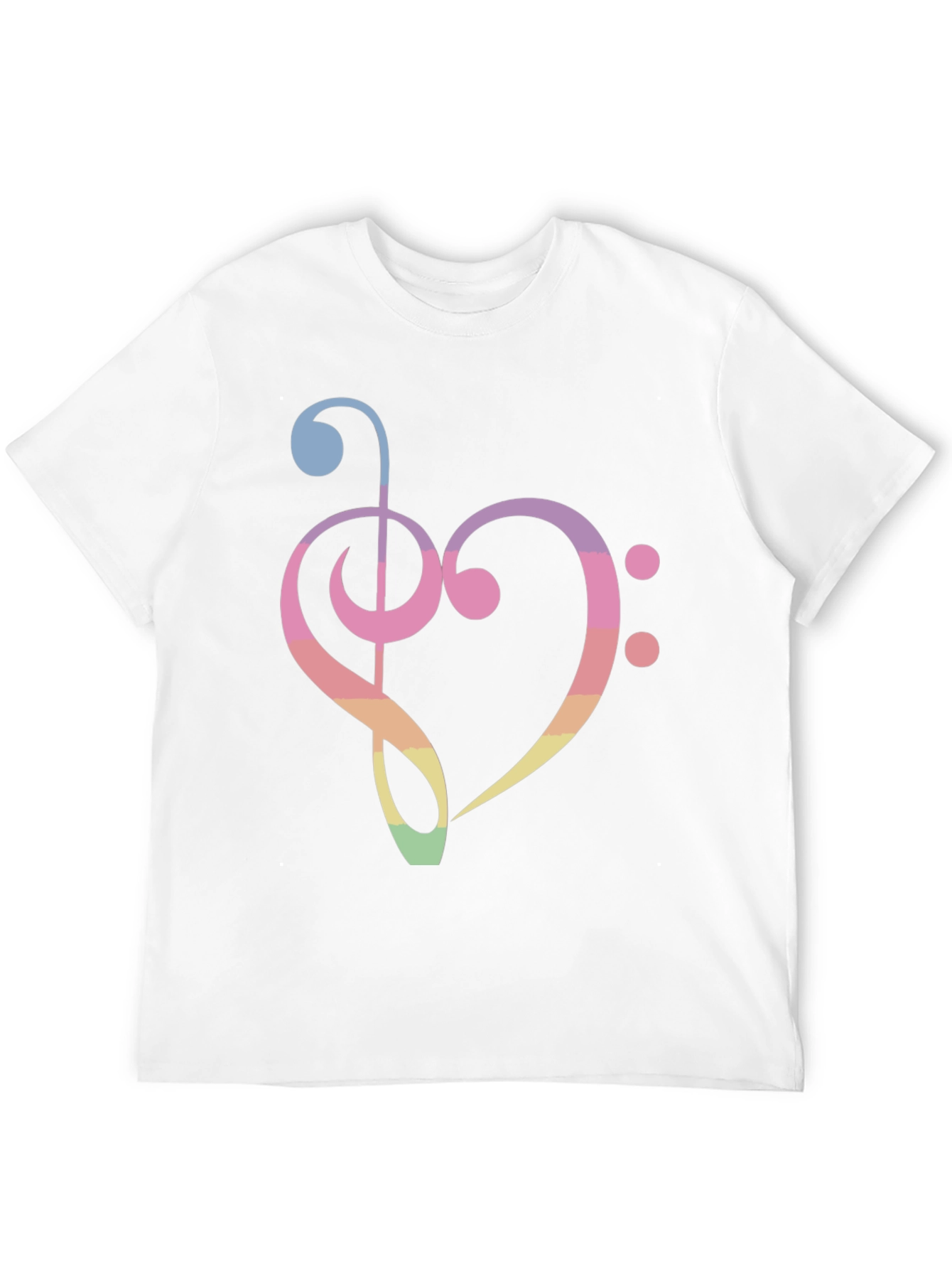 Music Heart T-Shirt - Rainbow Treble Clef Bass