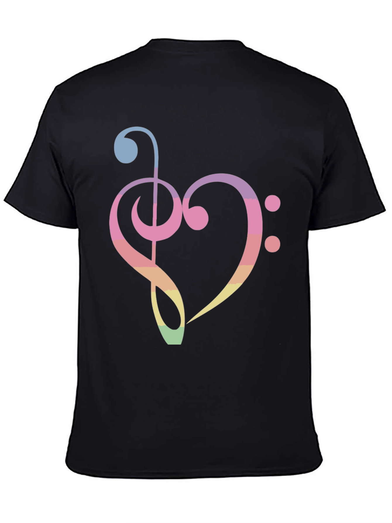 Music Heart T-Shirt - Rainbow Treble Clef Bass