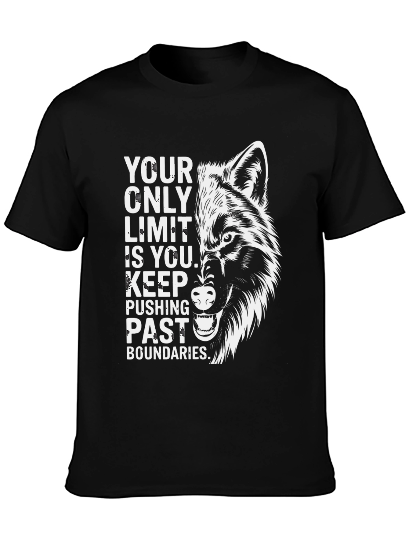 Motivational Wolf Graphic T-Shirt - Push Your Limits
