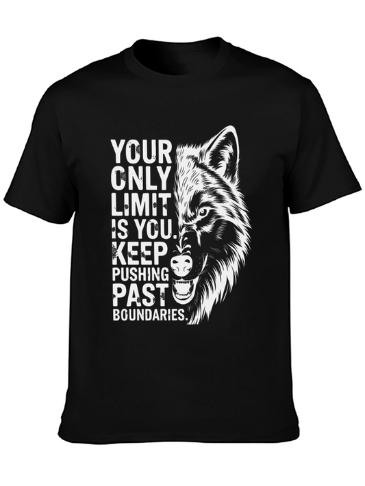 Motivational Wolf Graphic T-Shirt - Push Your Limits