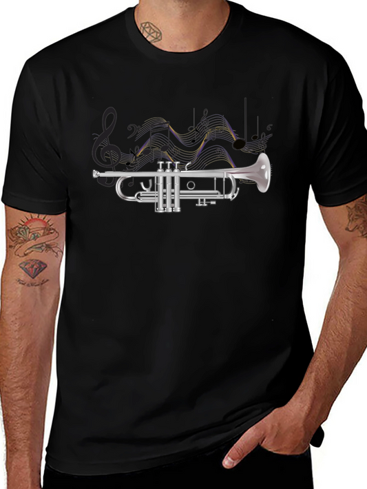 Trumpet and Musical Notes Graphic T-Shirt