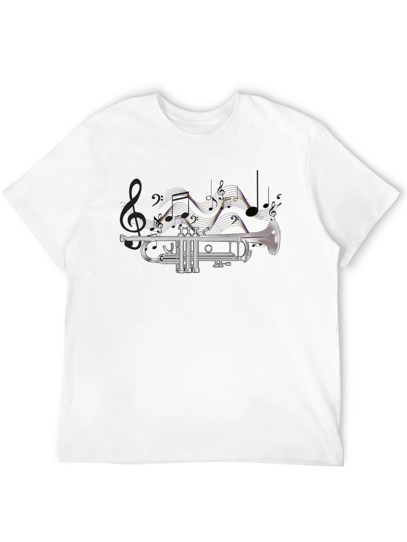 Trumpet and Musical Notes Graphic T-Shirt