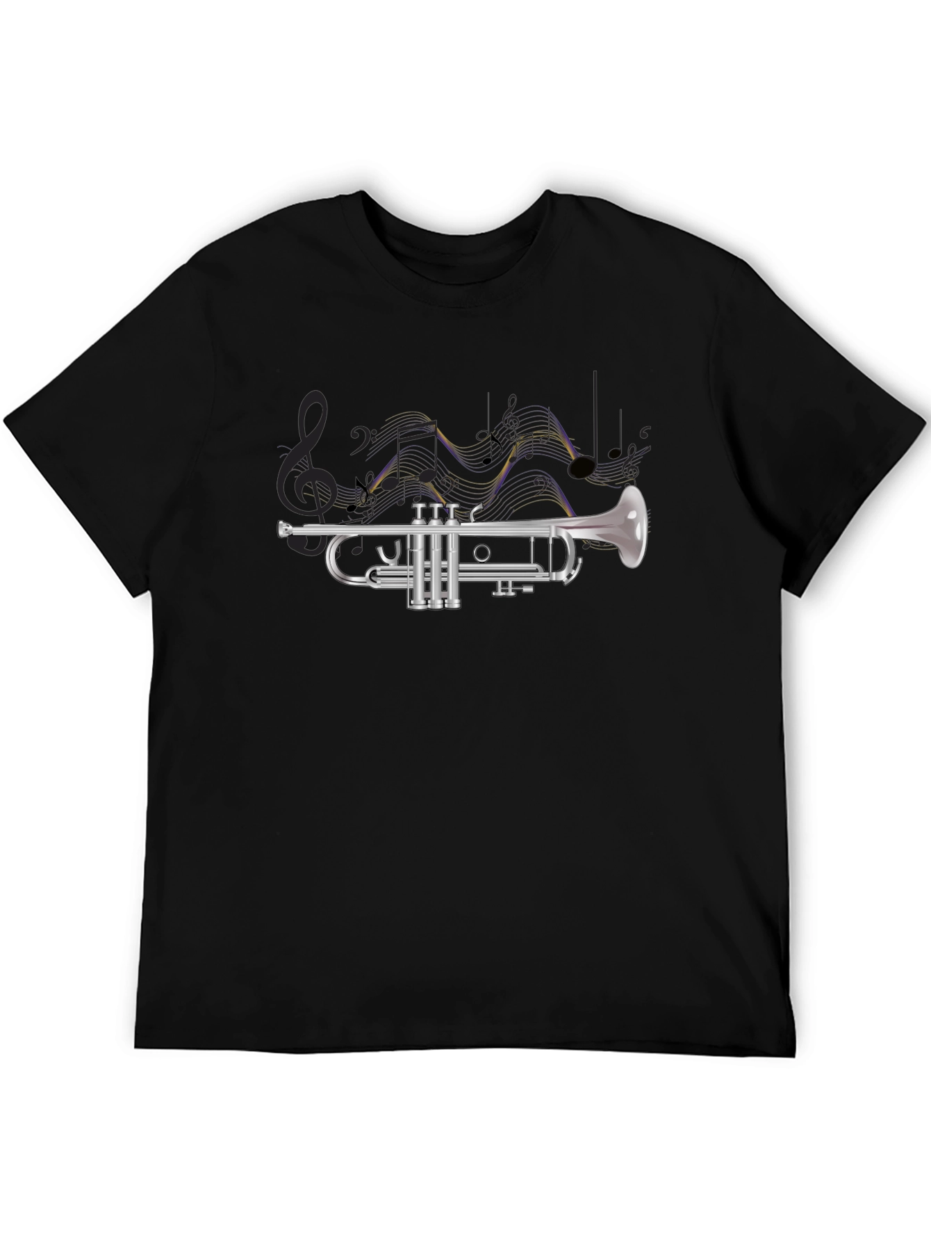 Trumpet and Musical Notes Graphic T-Shirt