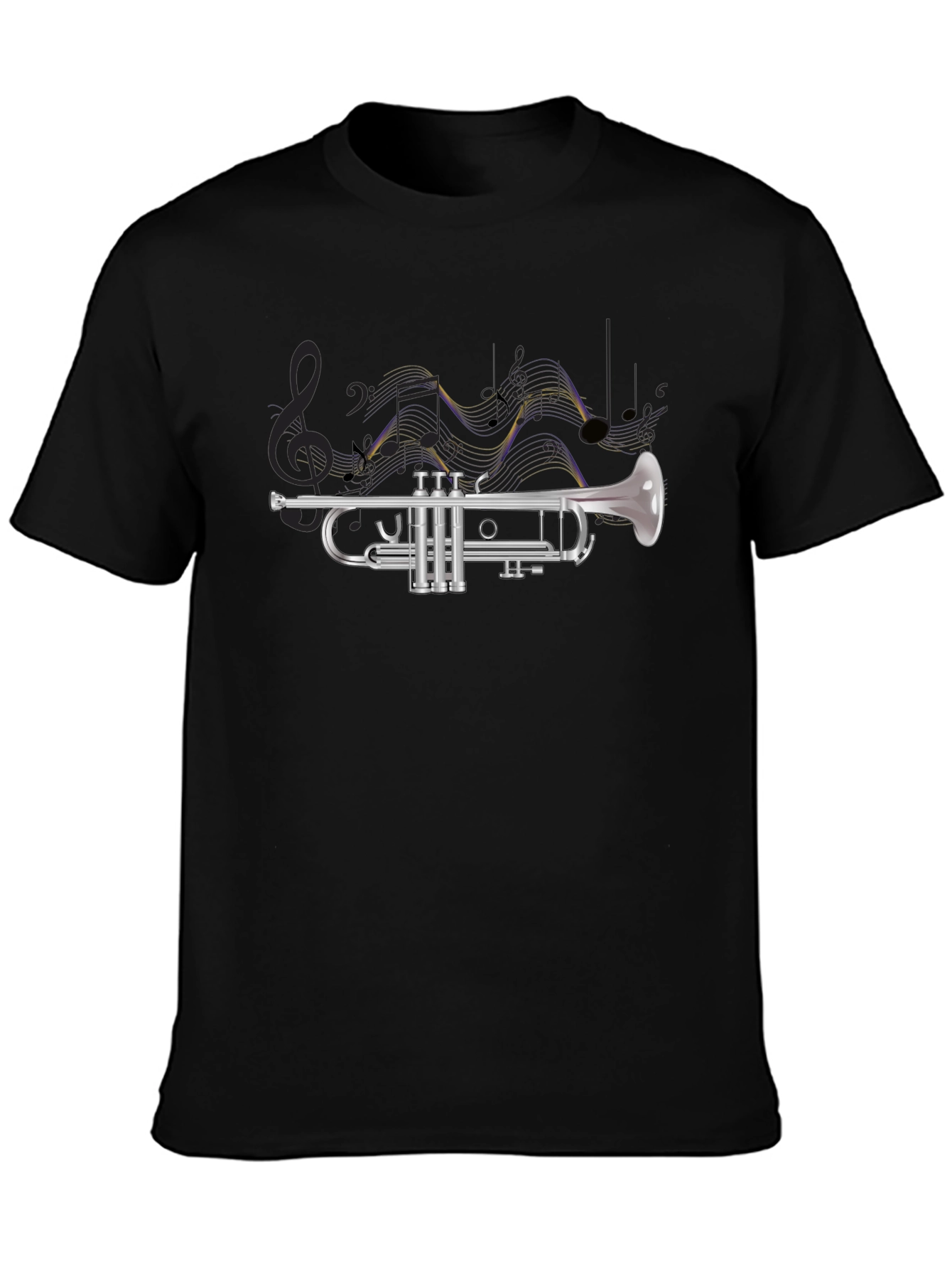 Trumpet and Musical Notes Graphic T-Shirt