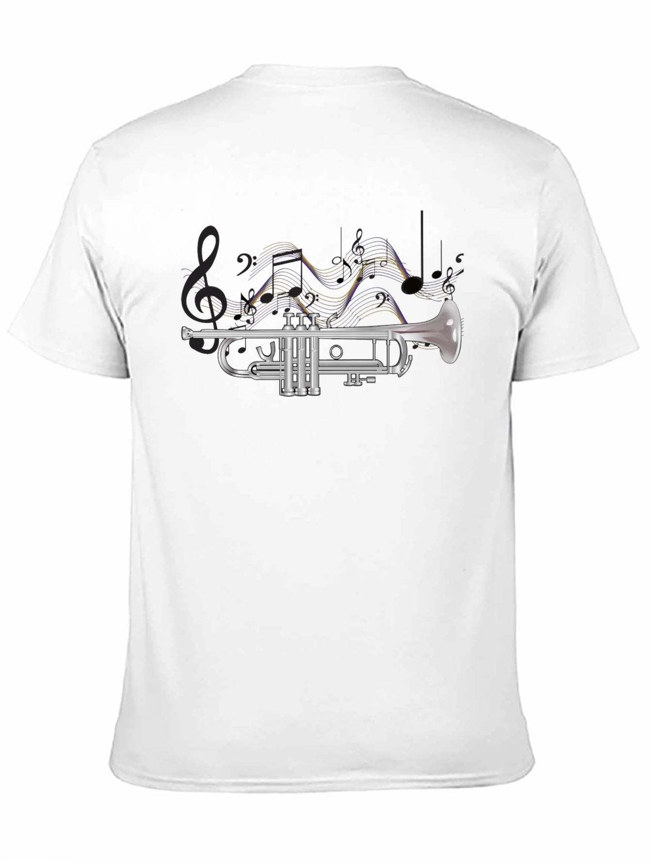 Trumpet and Musical Notes Graphic T-Shirt