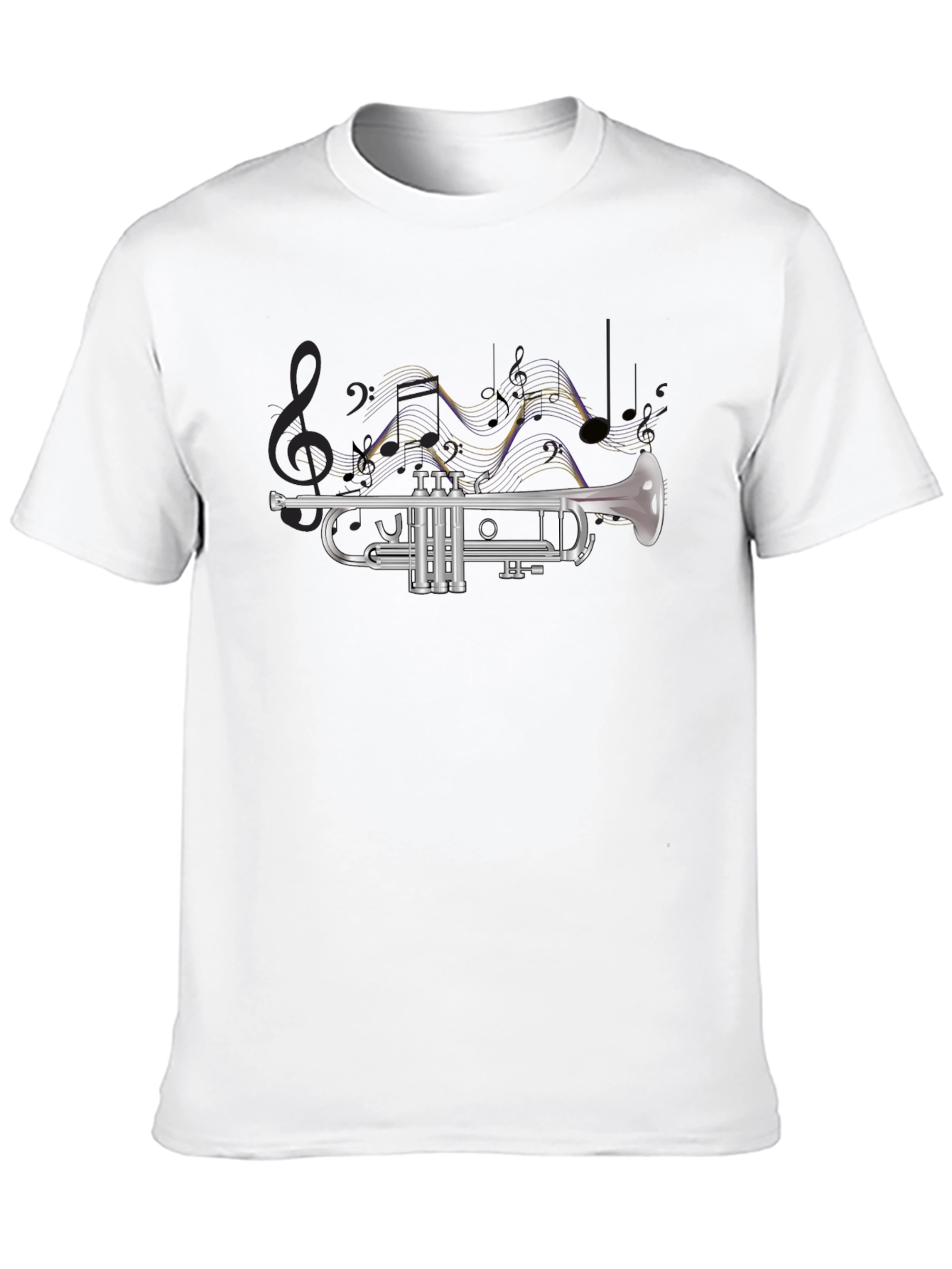 Trumpet and Musical Notes Graphic T-Shirt