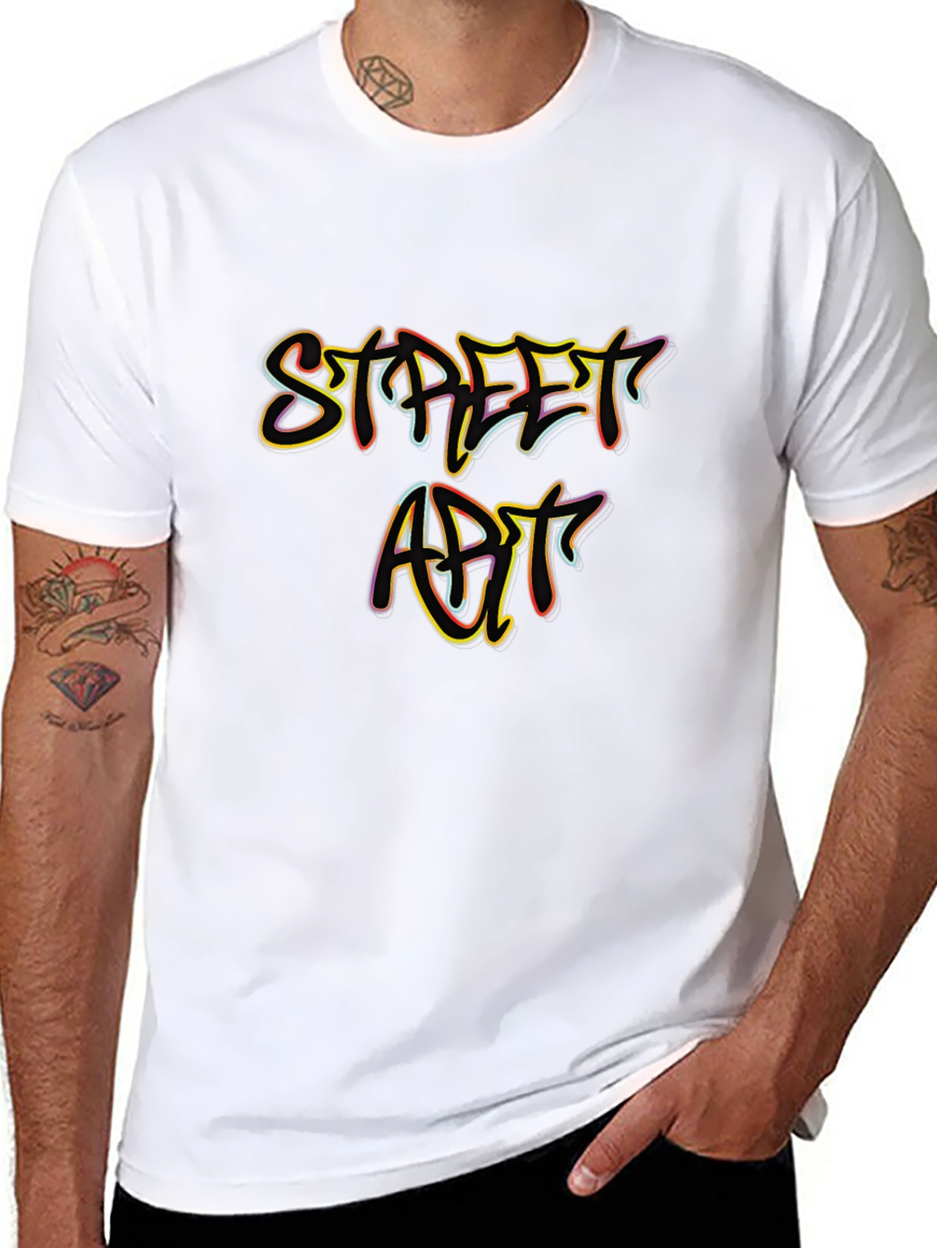 Street Art Graphic Tee - Stylish Mens Black T-Shirt