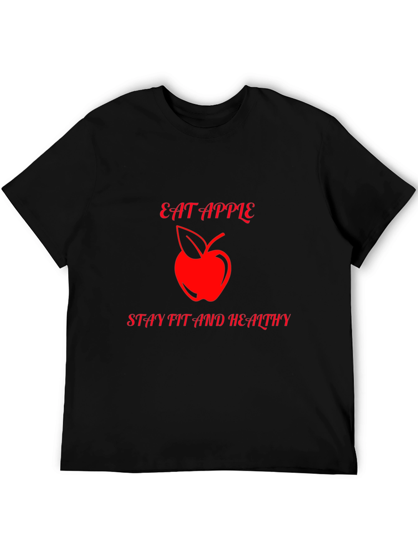 Eat Apple Stay Healthy Black Graphic Tee