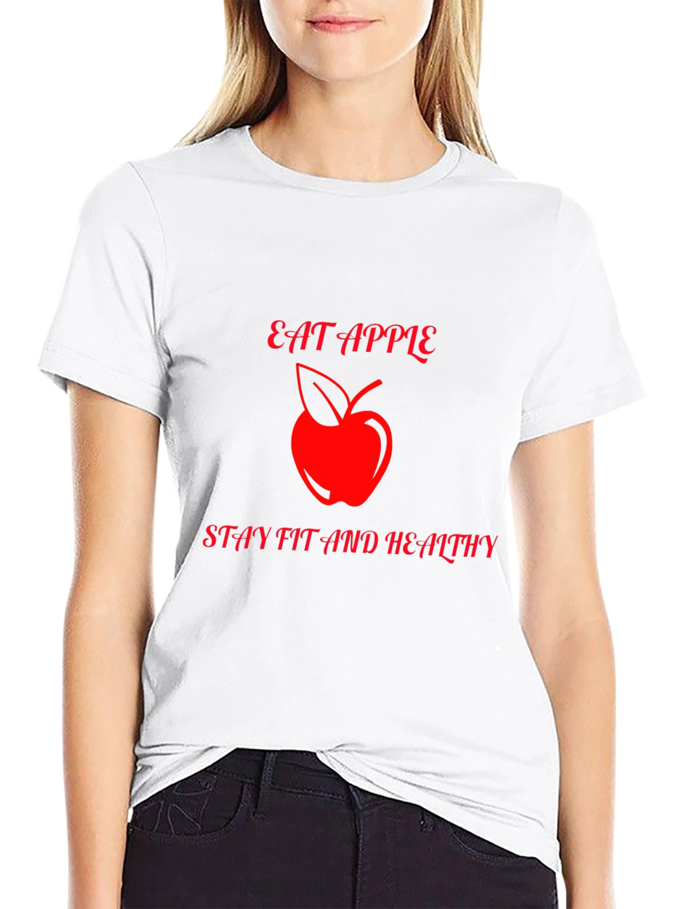 Eat Apple Stay Healthy Black Graphic Tee