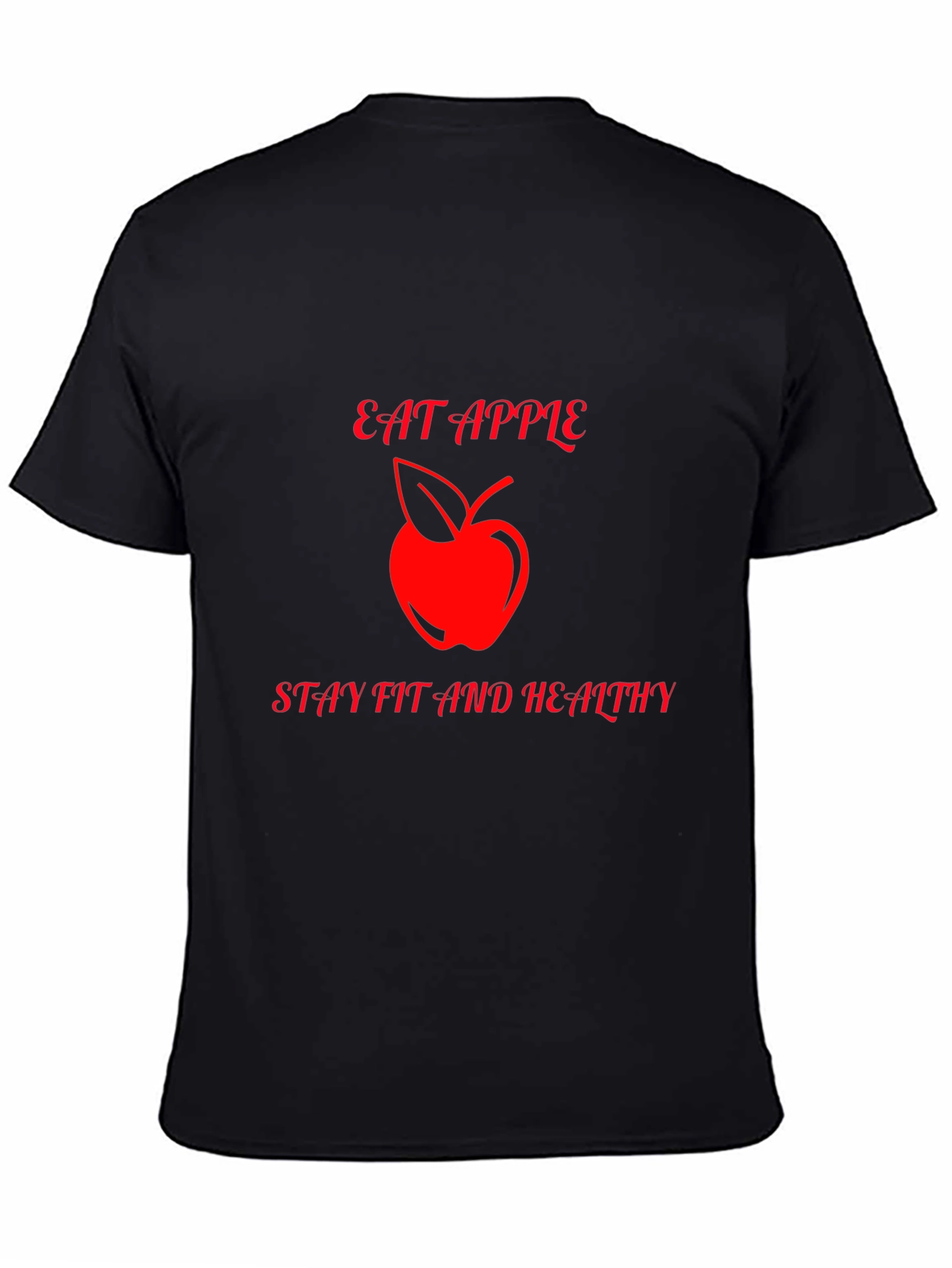 Eat Apple Stay Healthy Black Graphic Tee
