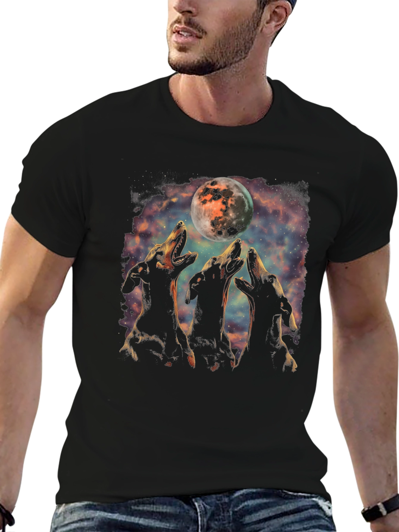 Wolf Howling at Moon T-Shirt