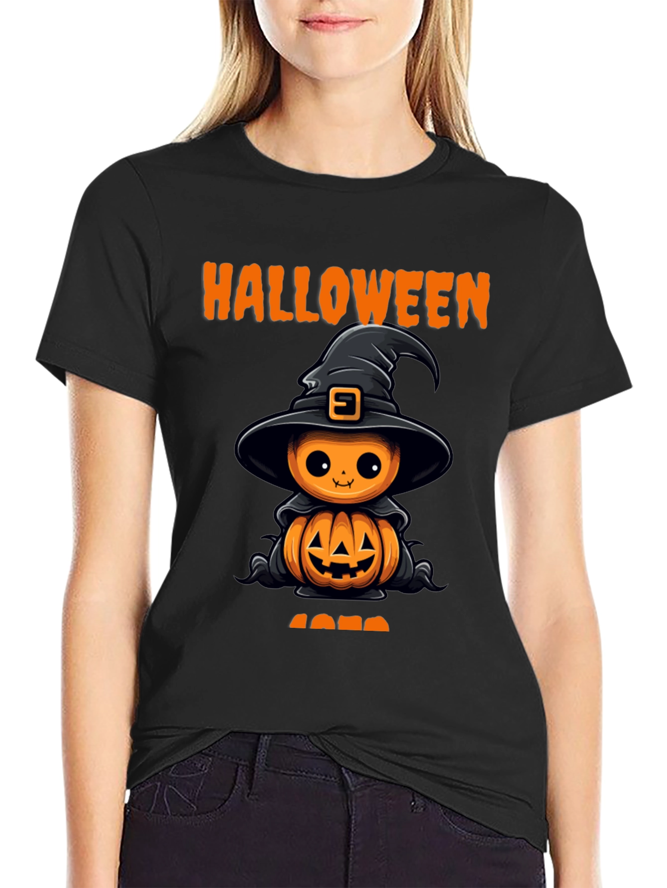 Halloween Pumpkin Witch T-Shirt - Cute Spooky Tee
