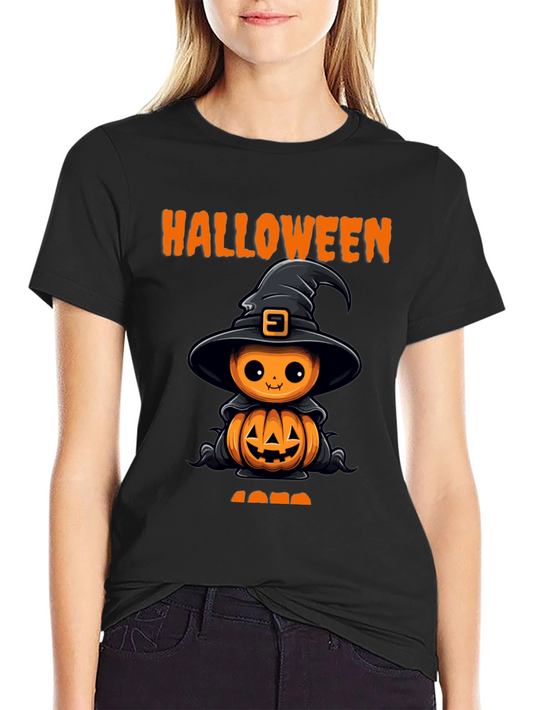 Halloween Pumpkin Witch T-Shirt - Cute Spooky Tee