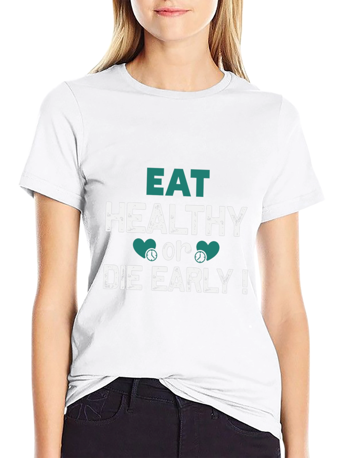 Eat Healthy Slogan T-Shirt