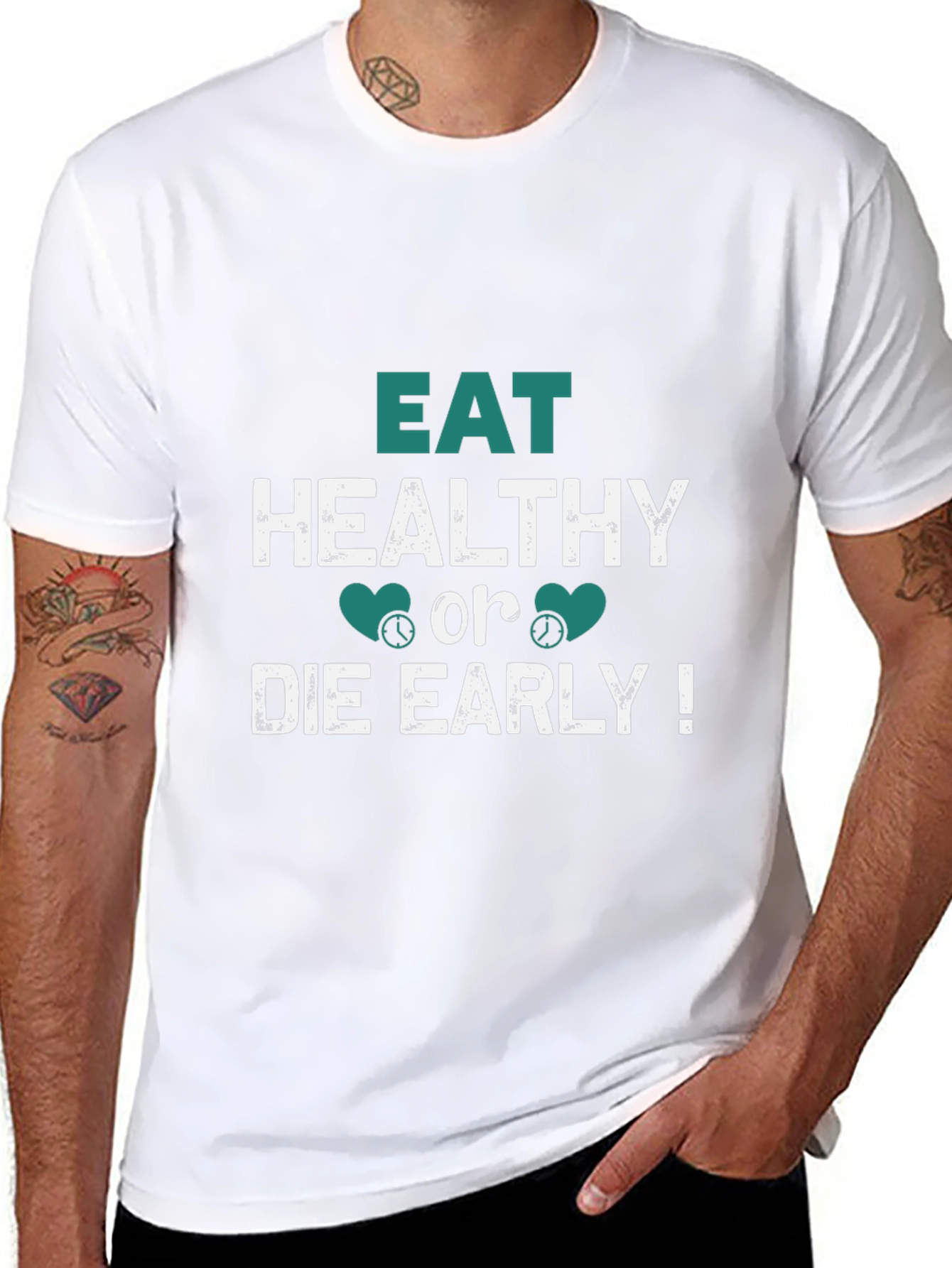 Eat Healthy Slogan T-Shirt