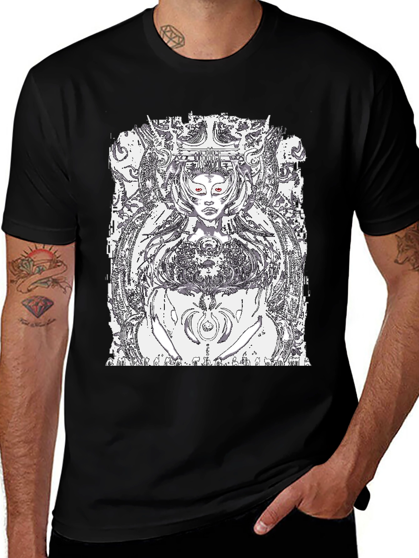 Black Graphic Tee - Queen of Tech Print