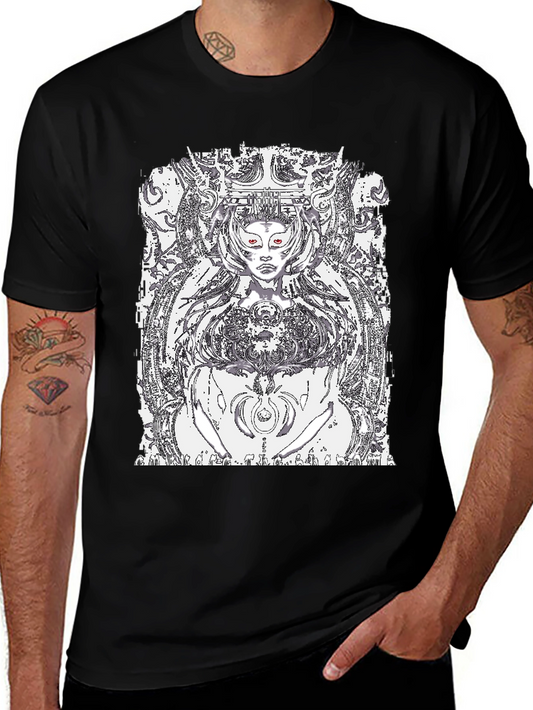 Black Graphic Tee - Queen of Tech Print