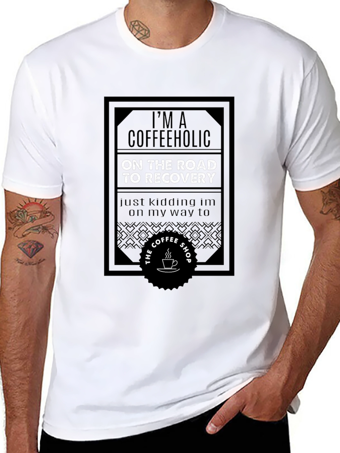 Coffeeholic Recovery Funny Graphic Tee