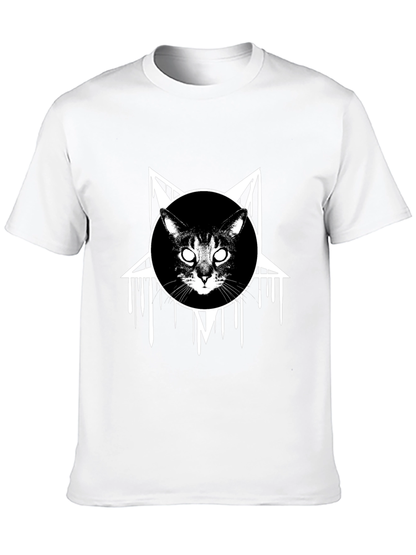 Occult Cat Graphic Tee - Black Cotton T-Shirt