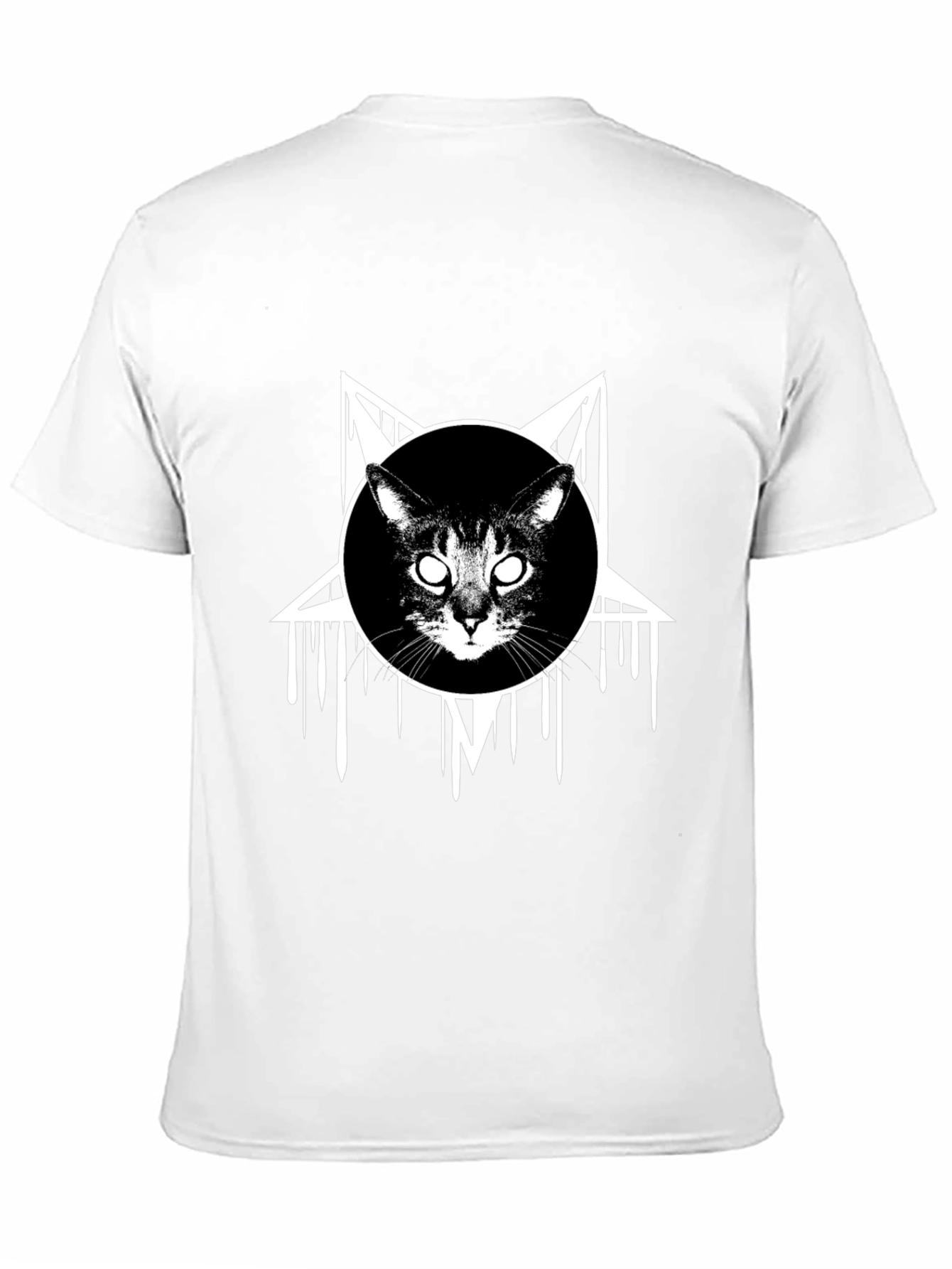 Occult Cat Graphic Tee - Black Cotton T-Shirt