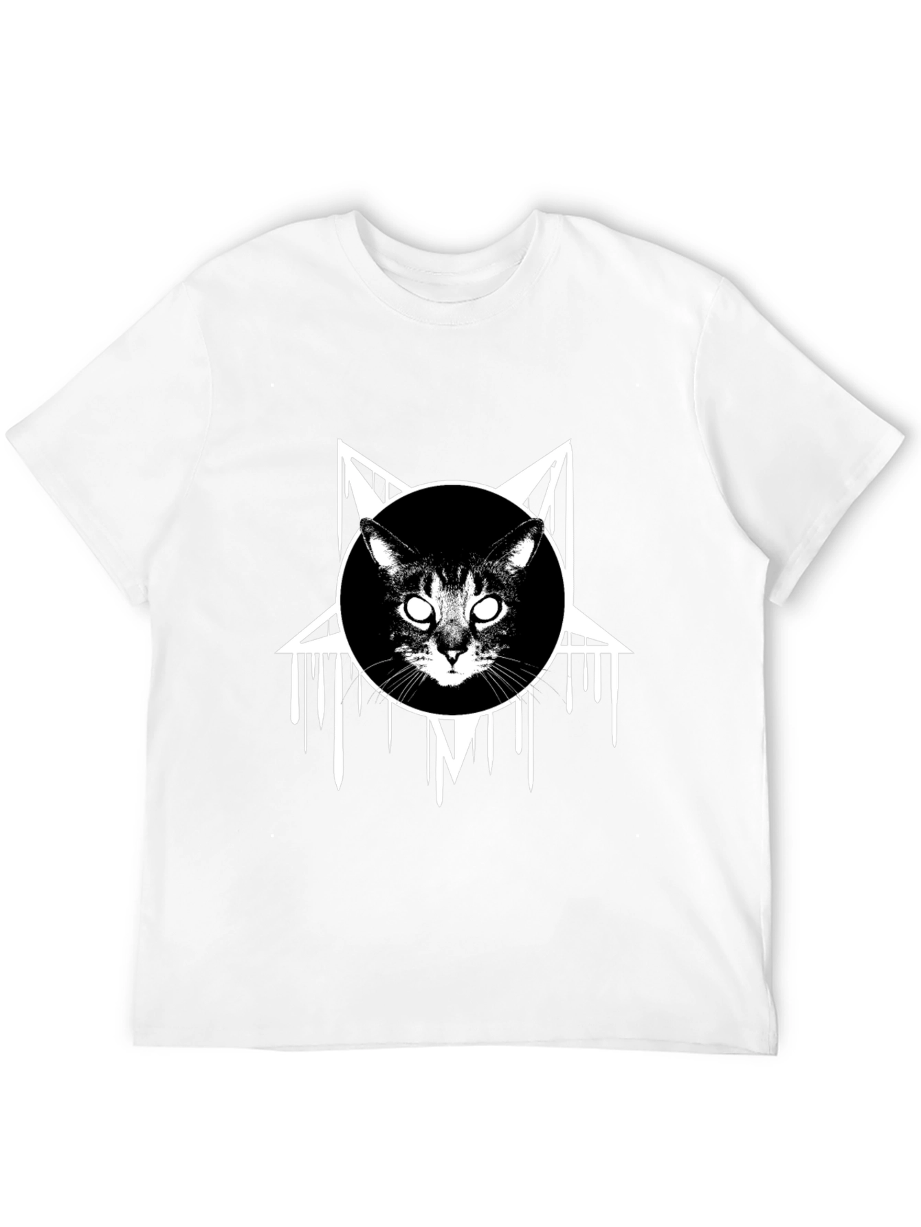 Occult Cat Graphic Tee - Black Cotton T-Shirt