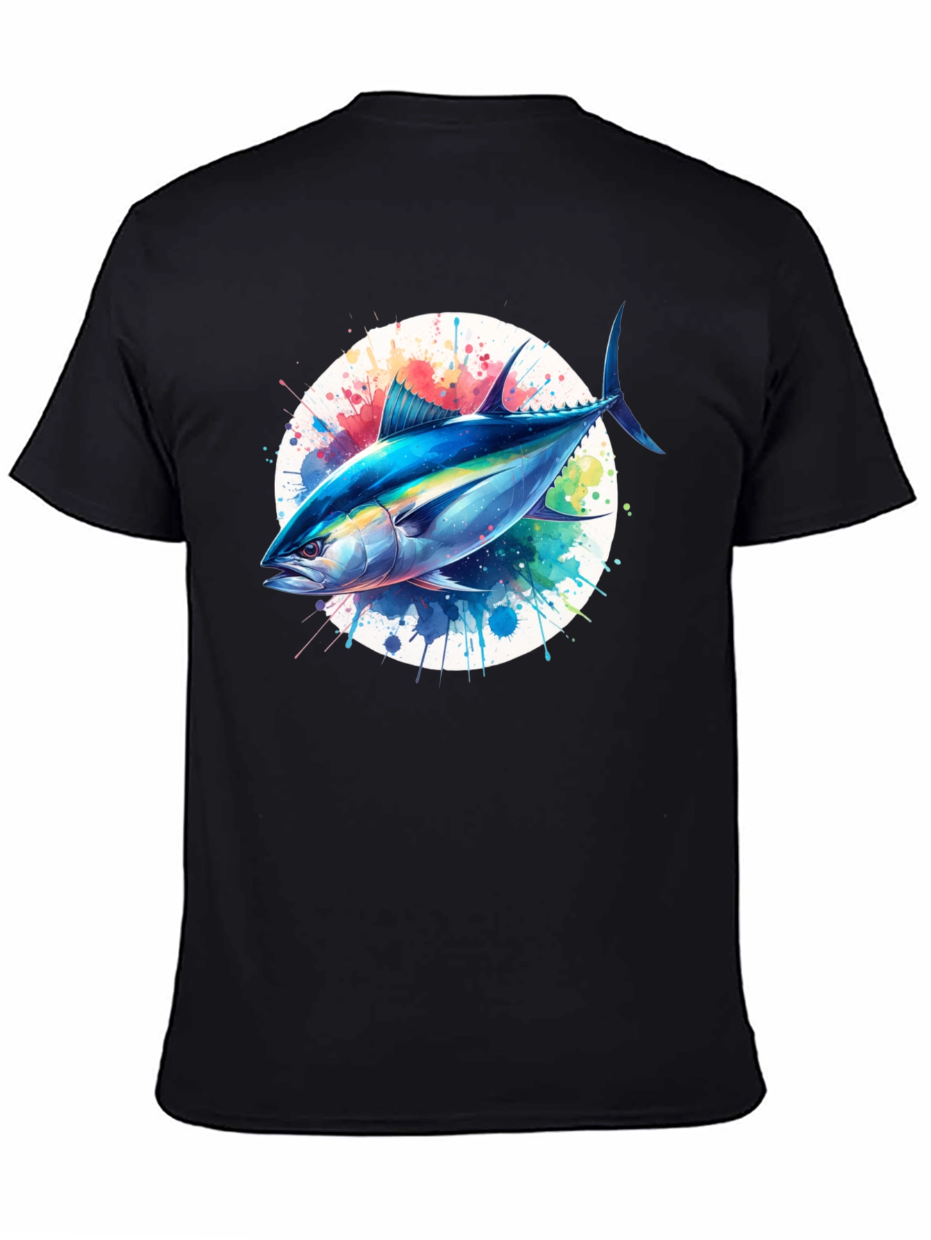 Tuna Splash Graphic Tee - Black Cotton T-Shirt