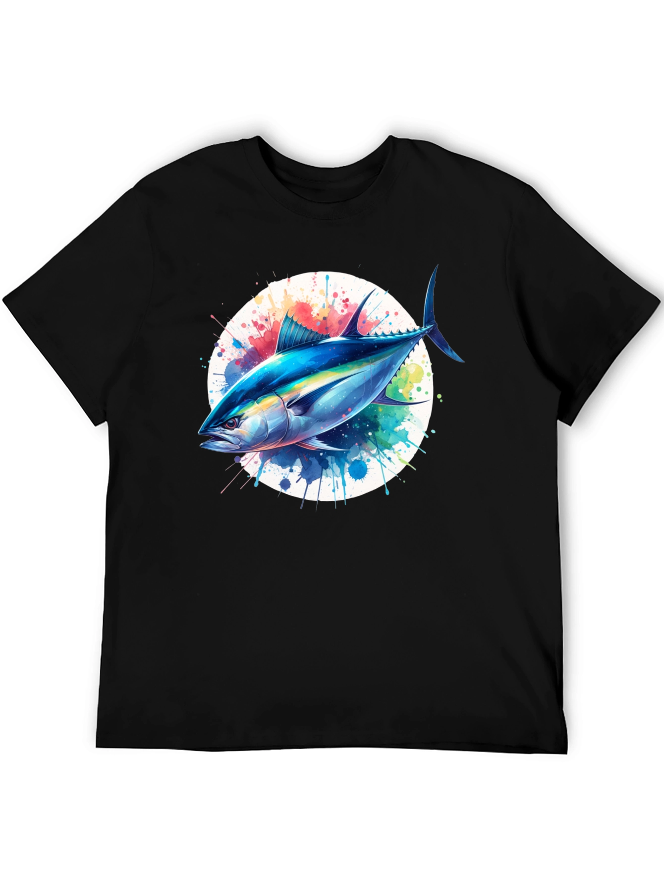 Tuna Splash Graphic Tee - Black Cotton T-Shirt