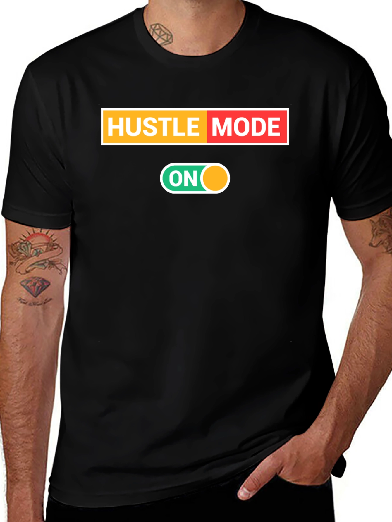 Hustle Mode On Black T-Shirt