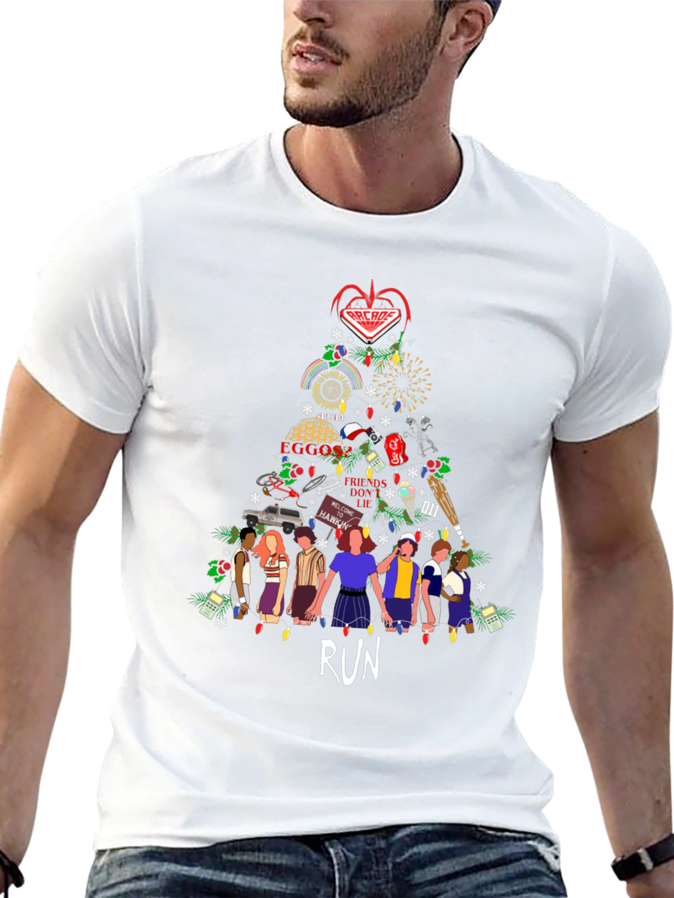 Stranger Things Christmas Tree Graphic T-Shirt