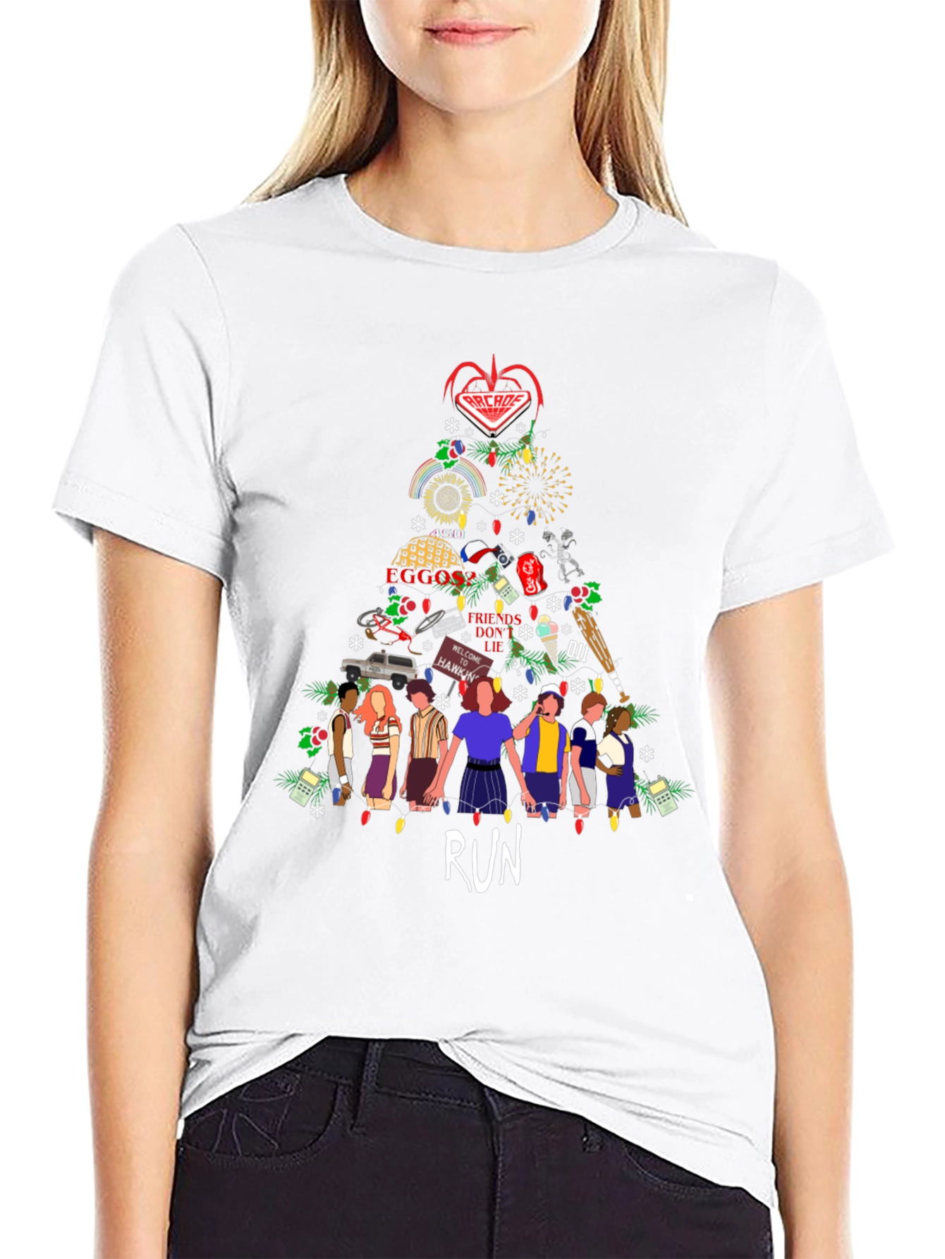 Stranger Things Christmas Tree Graphic T-Shirt