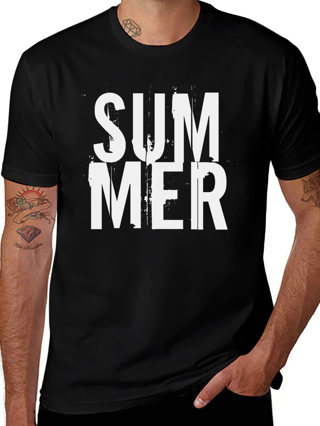 Summer Graphic Tee - Black Casual T-Shirt