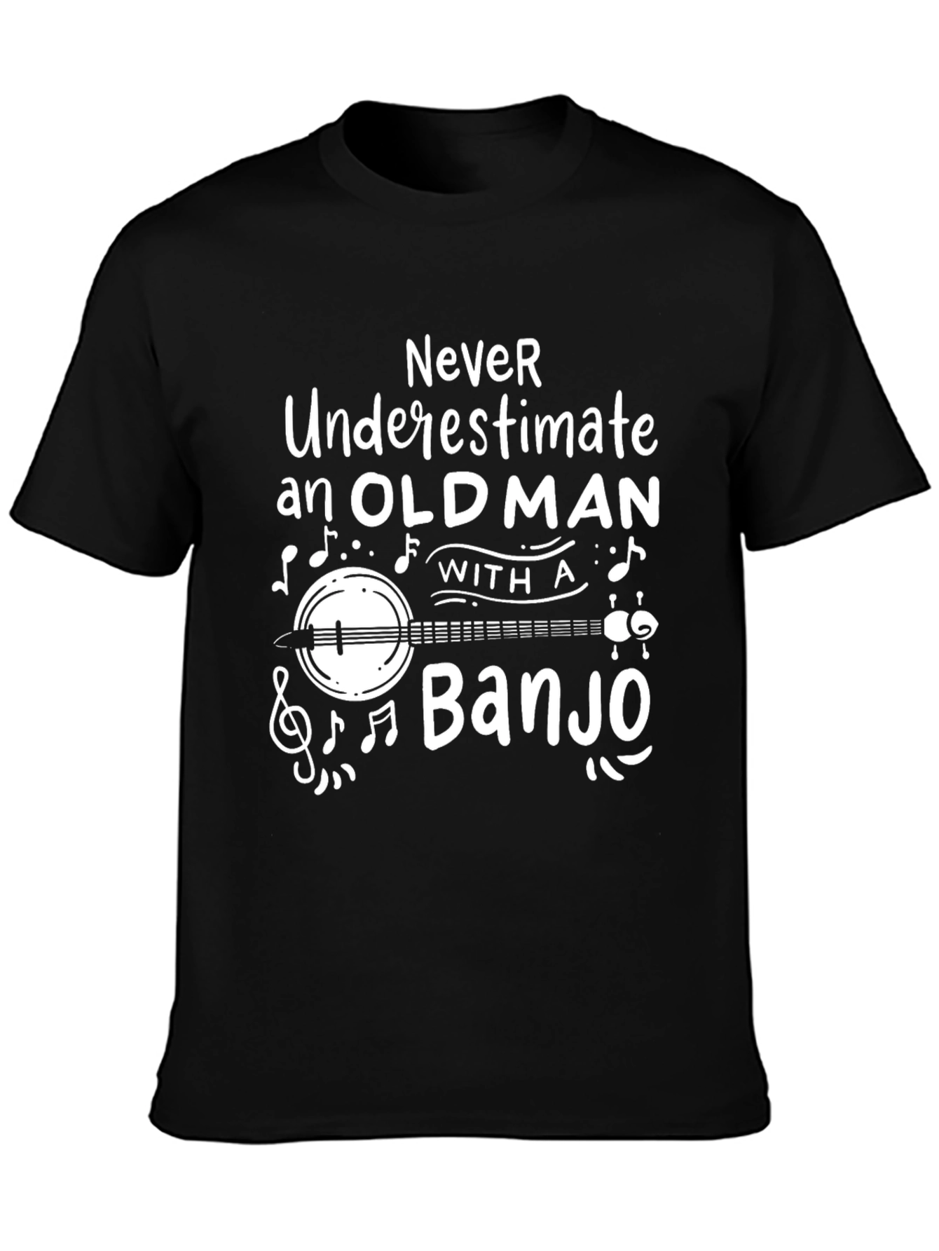 Never Underestimate Old Man with Banjo T-Shirt