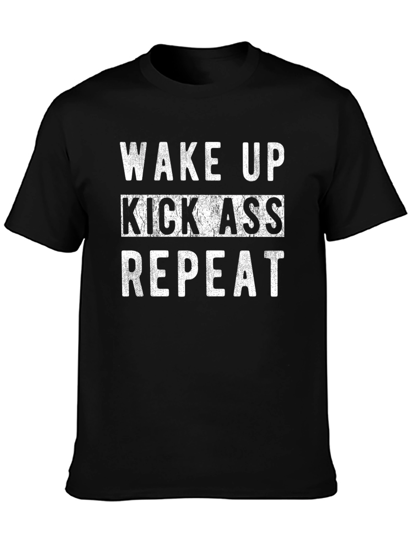 Wake Up Kick Ass Repeat Black Graphic Tee