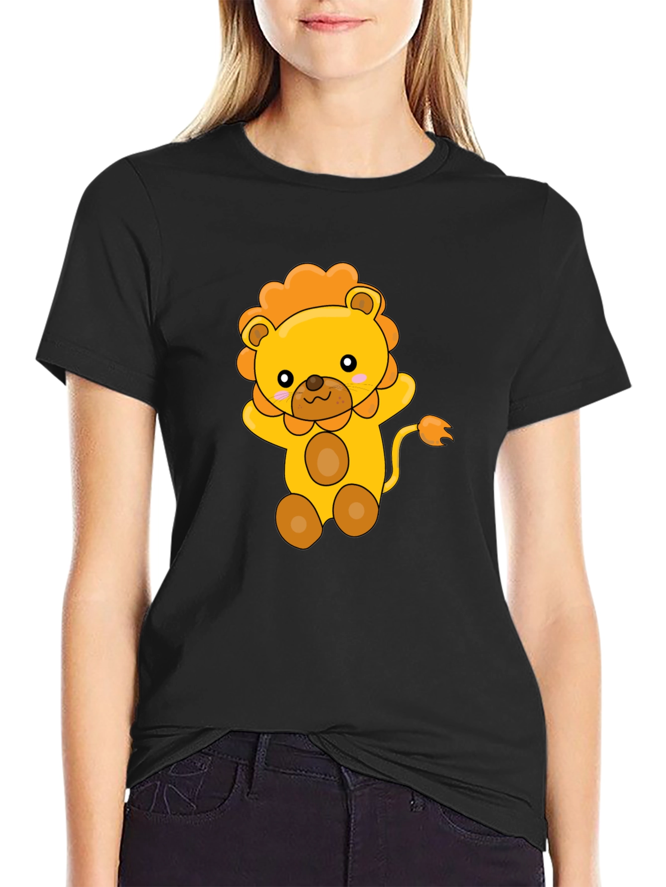 Cute Lion Graphic Print T-Shirt