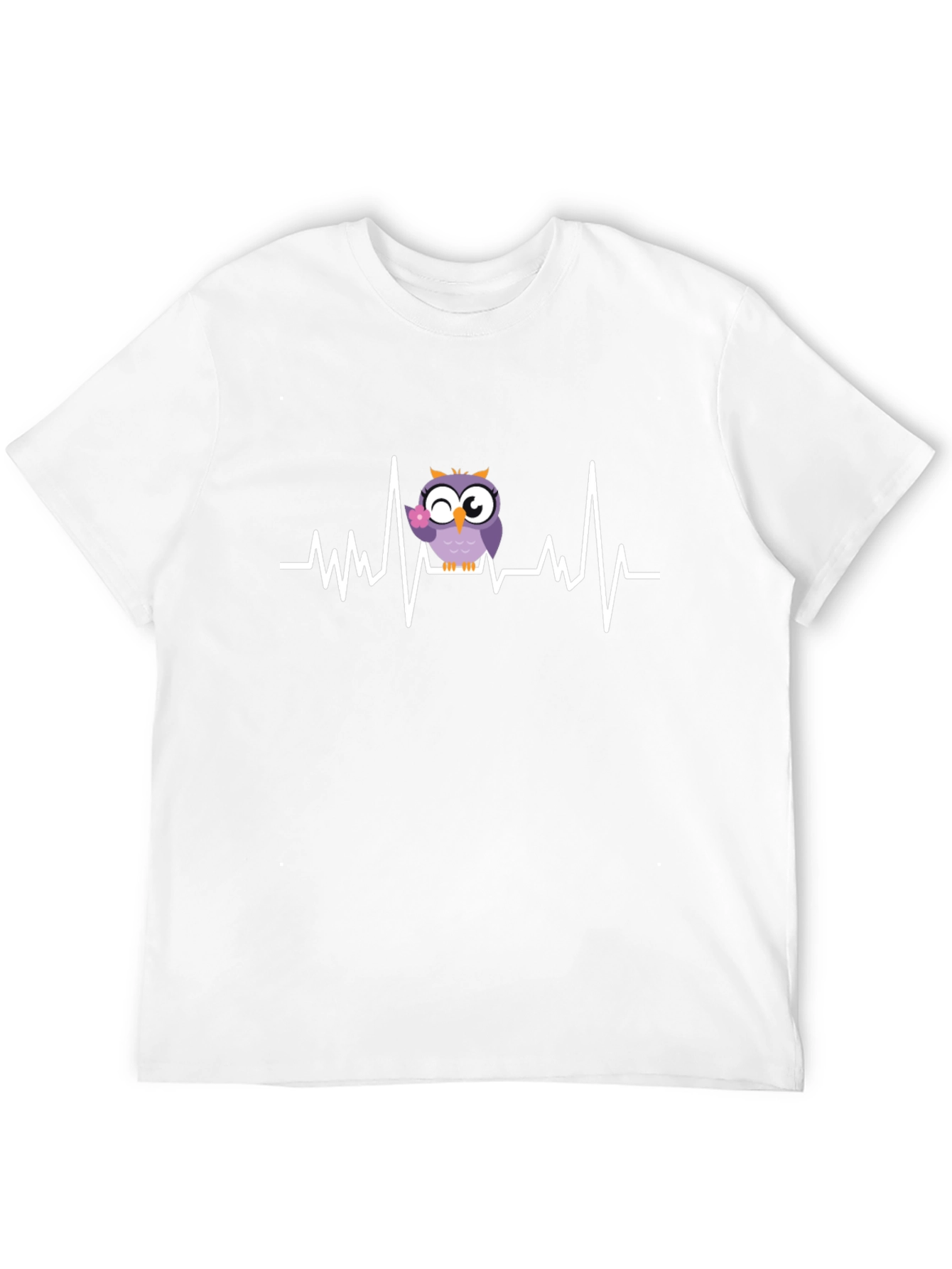 Owl Heartbeat Graphic Tee - Black Cotton