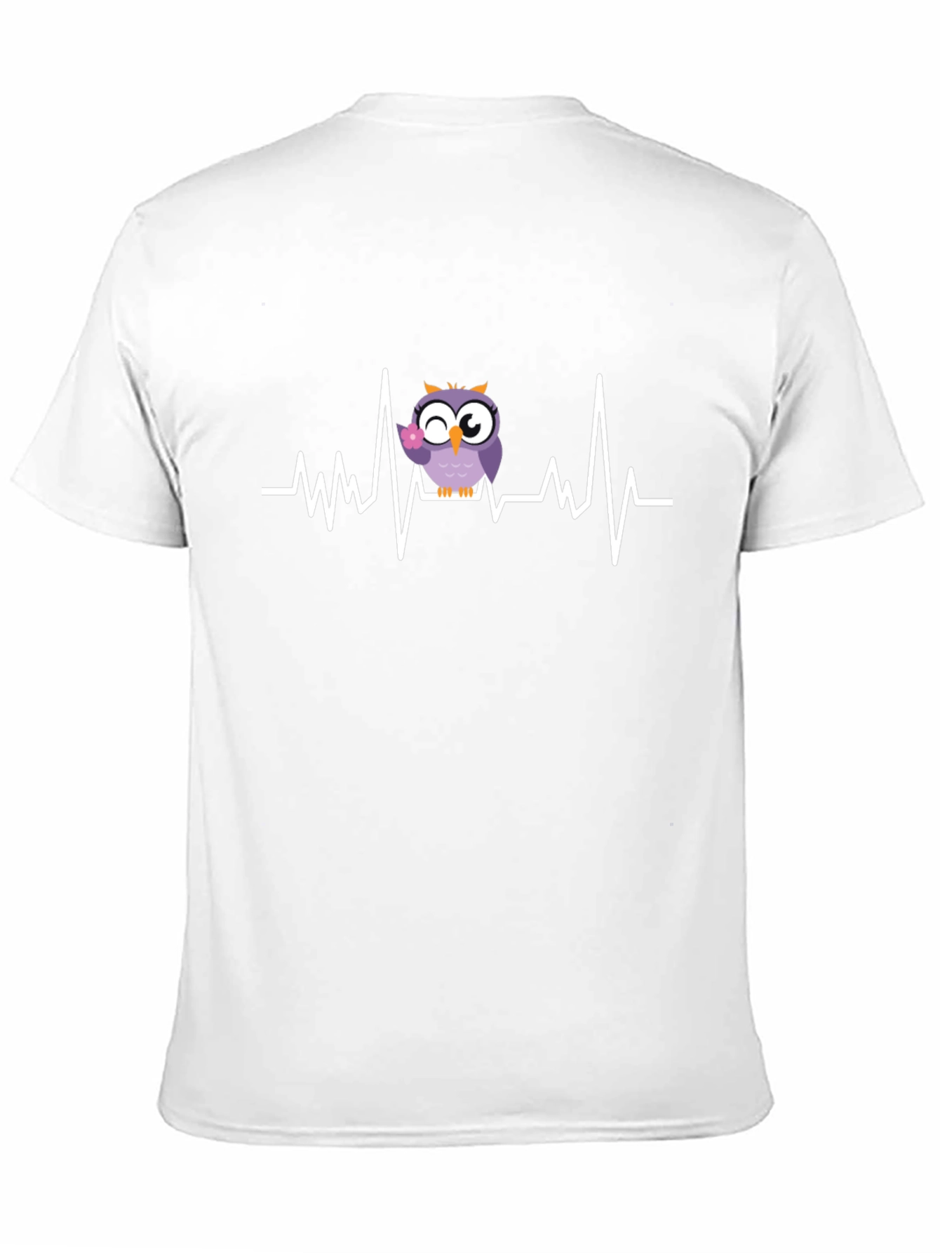 Owl Heartbeat Graphic Tee - Black Cotton