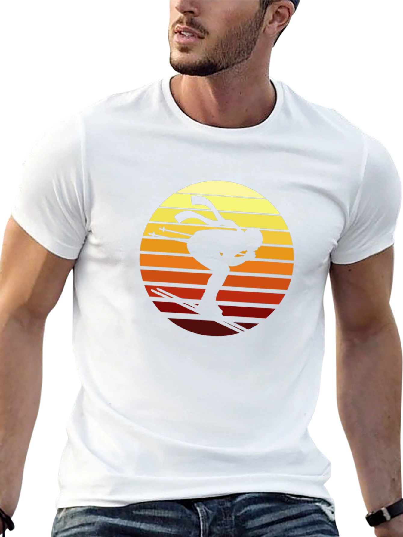 Retro Skier Graphic T-Shirt - Black