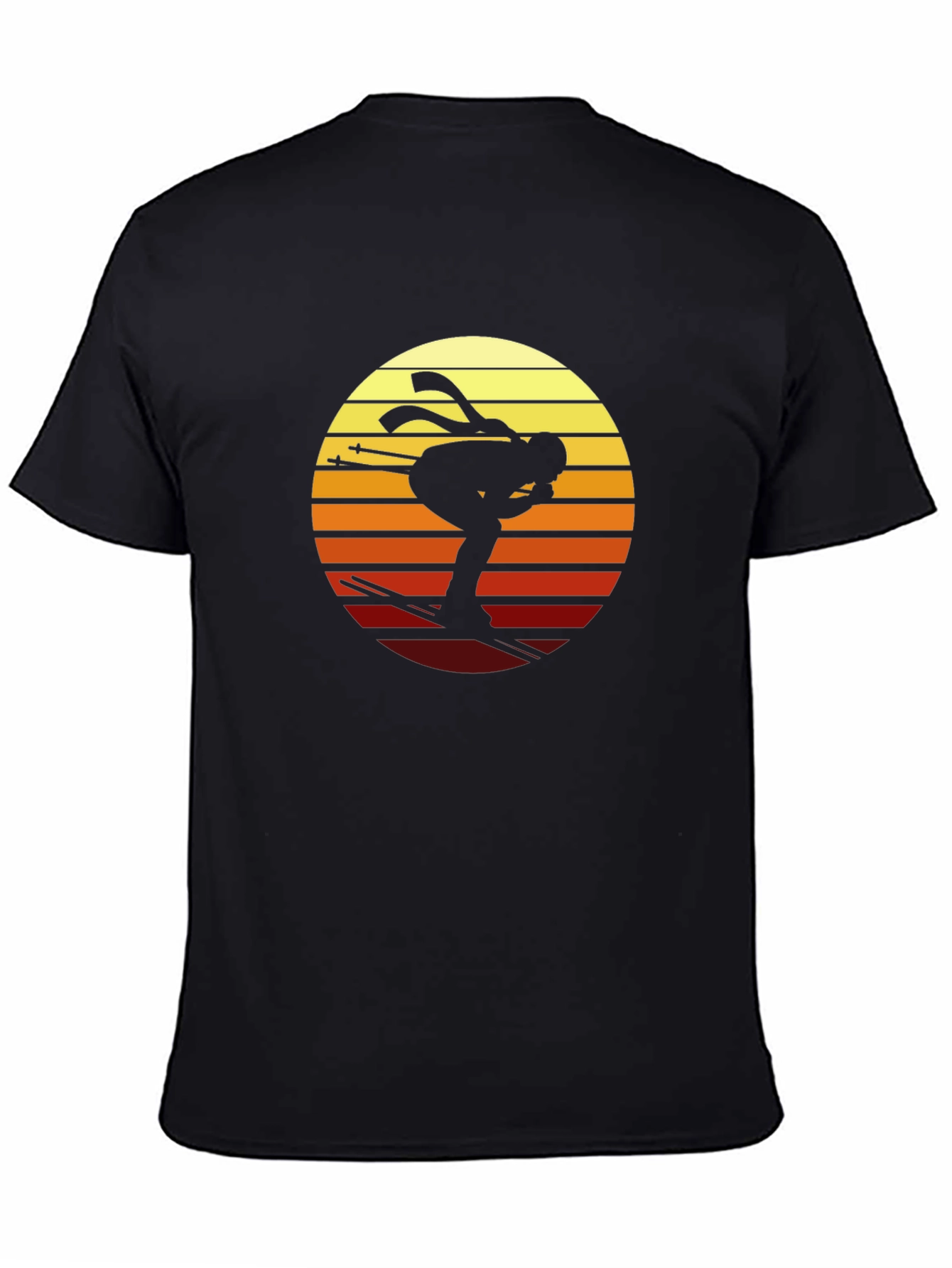 Retro Skier Graphic T-Shirt - Black