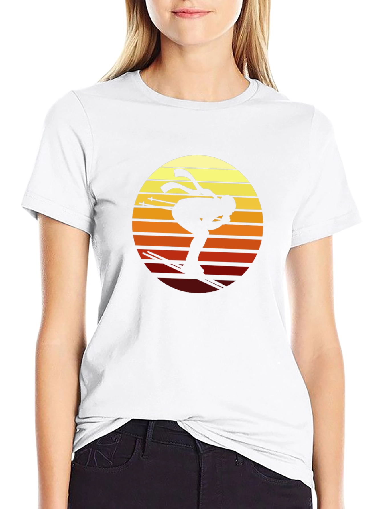 Retro Skier Graphic T-Shirt - Black