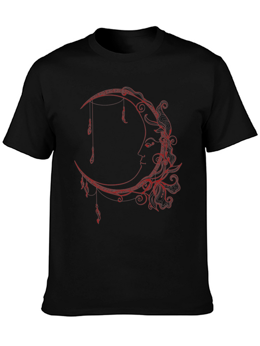 Celestial Moon Face Graphic T-Shirt