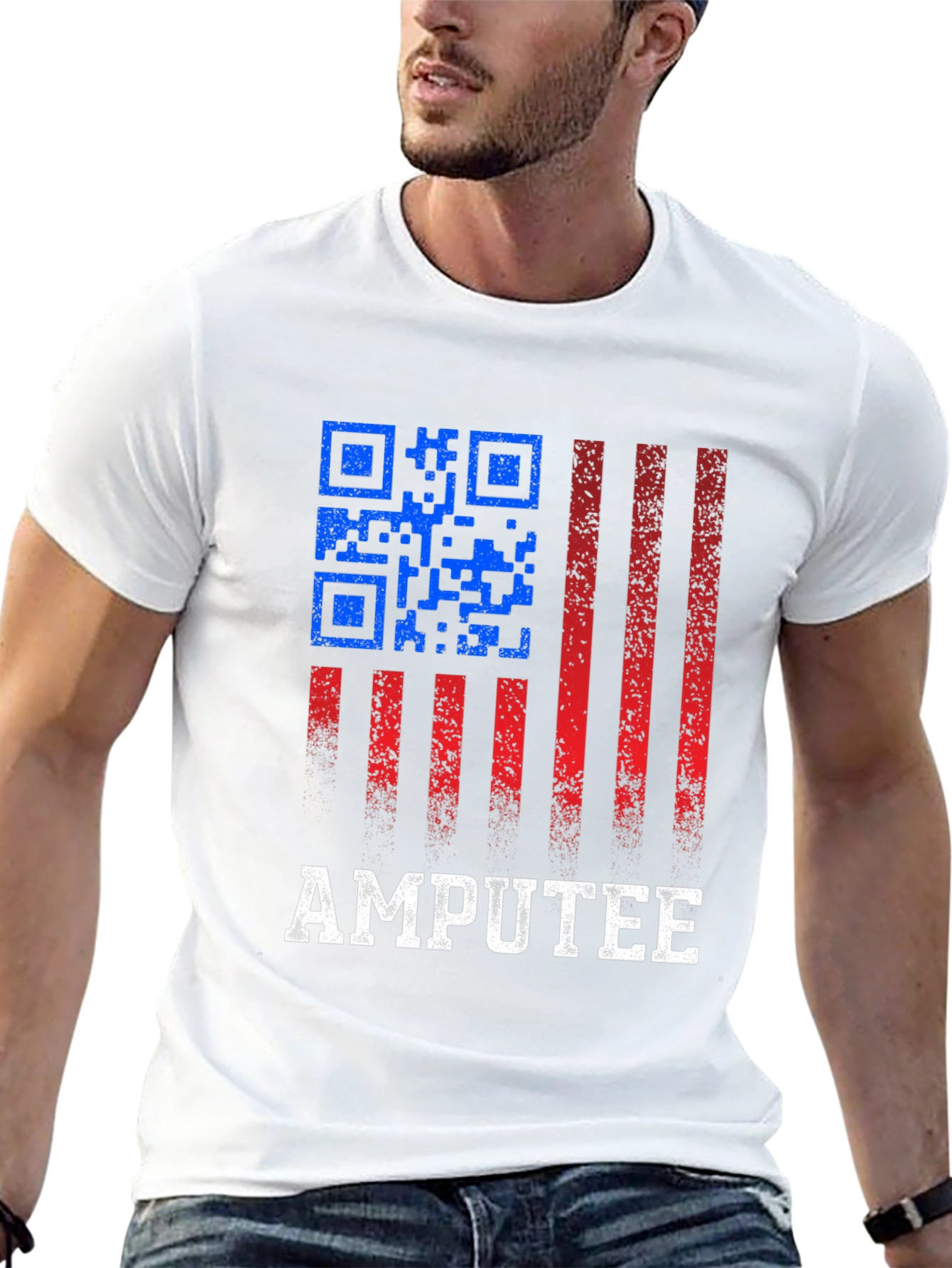 Amputee USA Flag QR Code T-Shirt