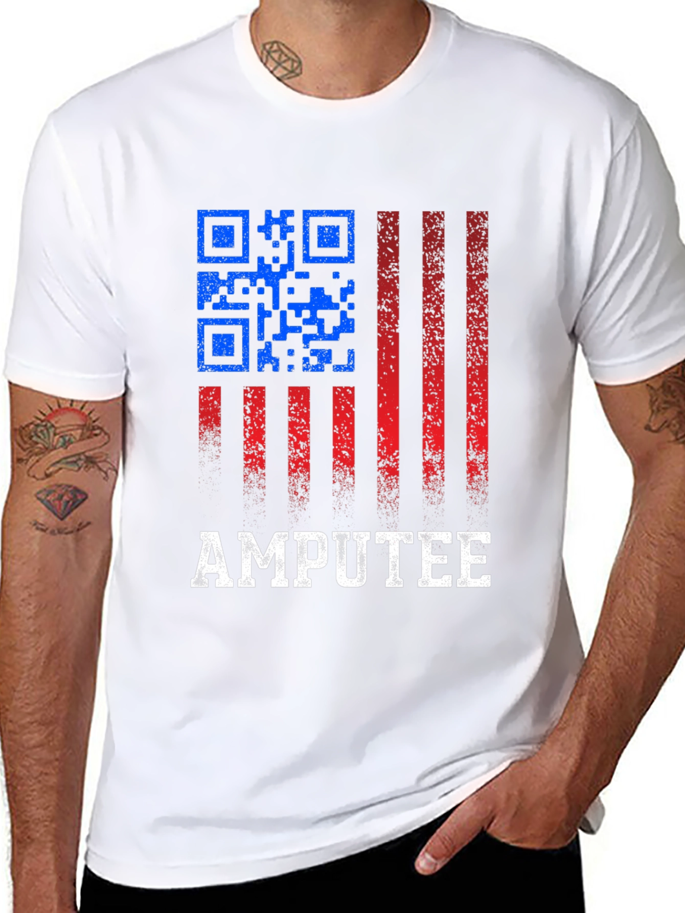 Amputee USA Flag QR Code T-Shirt