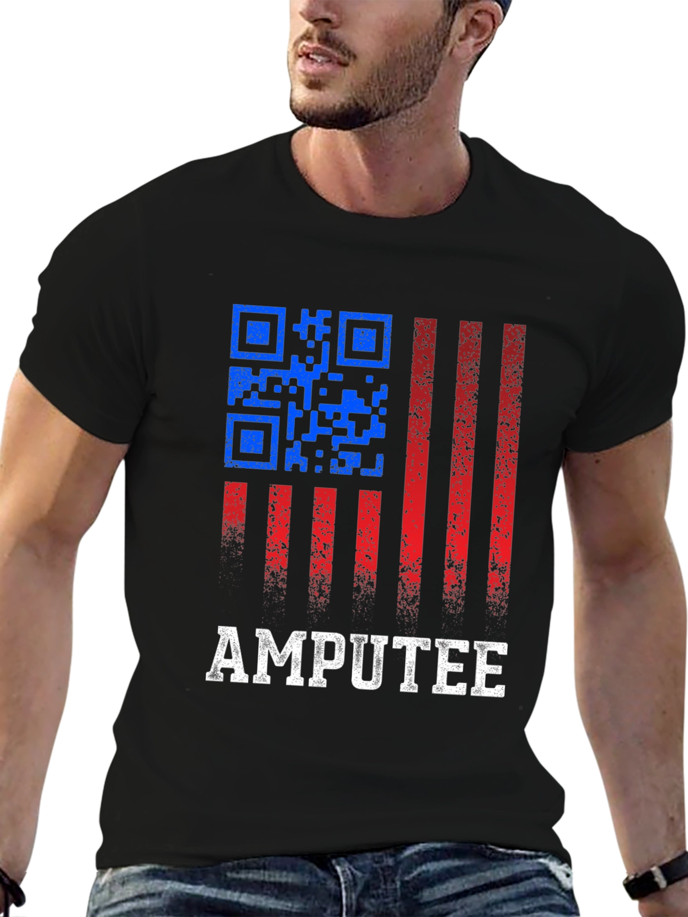 Amputee USA Flag QR Code T-Shirt